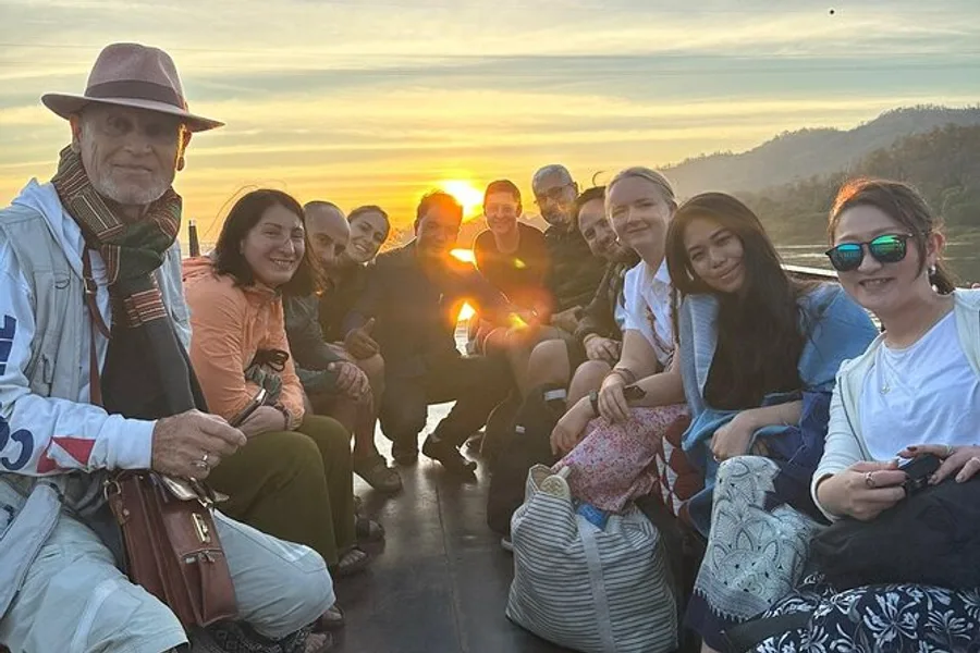 Sunset over the Mekong River on a cruise back from the Kuang Si waterfalls in Luang Prabang, Laos