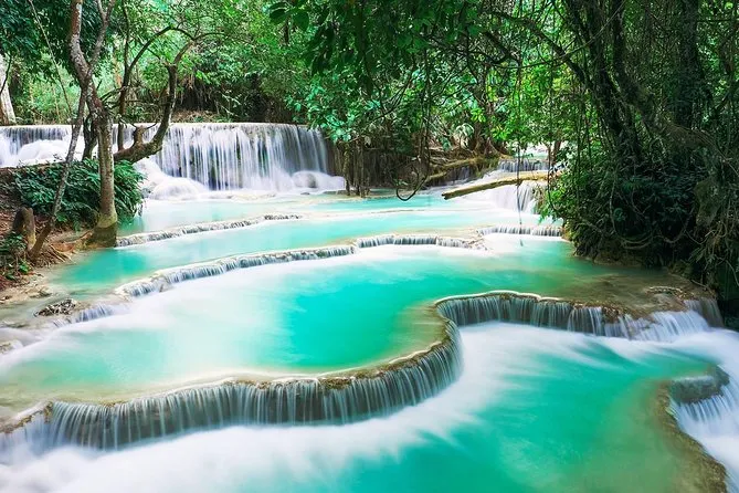 Three-tiered Kuang Si Falls, one of the best waterfalls in Luang Prabang, Laos